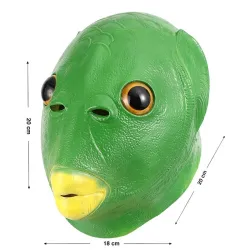 Rolig helmask - grönt fiskhuvud - Halloween - festivaler