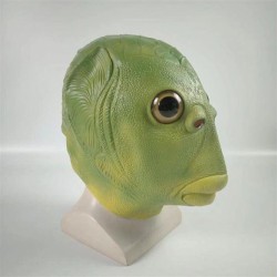 MáscaraDivertida máscara facial completa - cabeza de pez verde - Halloween - festivales