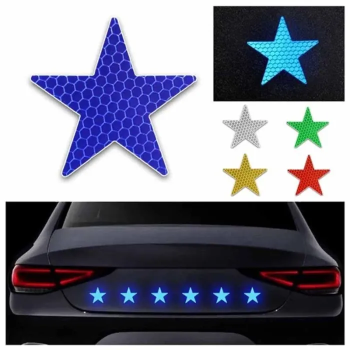 Stjerneform klistremerke - reflekterende - selvklebende - for bil / motorsykkel / stoff