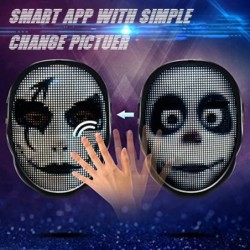 Máscara de mudança de rosto - LED colorido - controle de APP inteligente - brilhante - Halloween - festivais