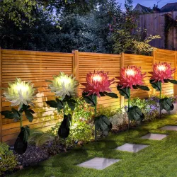 Krysantemum blomsterformet lampe - hagelys - solenergi - LED - vanntett