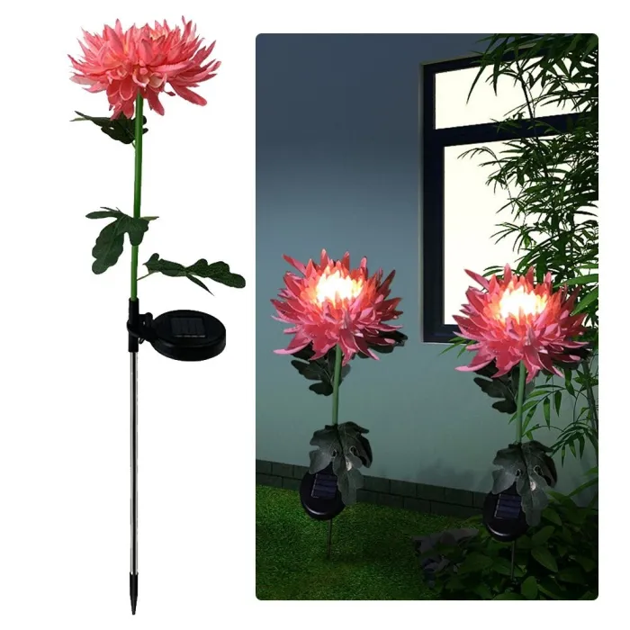 Lâmpada em forma de flor de crisântemo - luz de jardim - solar - LED - à prova d'água