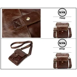 Moderiktig axelväska - äkta läder - flik / haspar