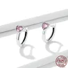 Øreringe med pink krystalhjerte - 925 sterling sølv