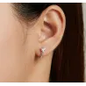 Boucles d'oreilles clous avec un coeur en cristal rose - argent sterling 925