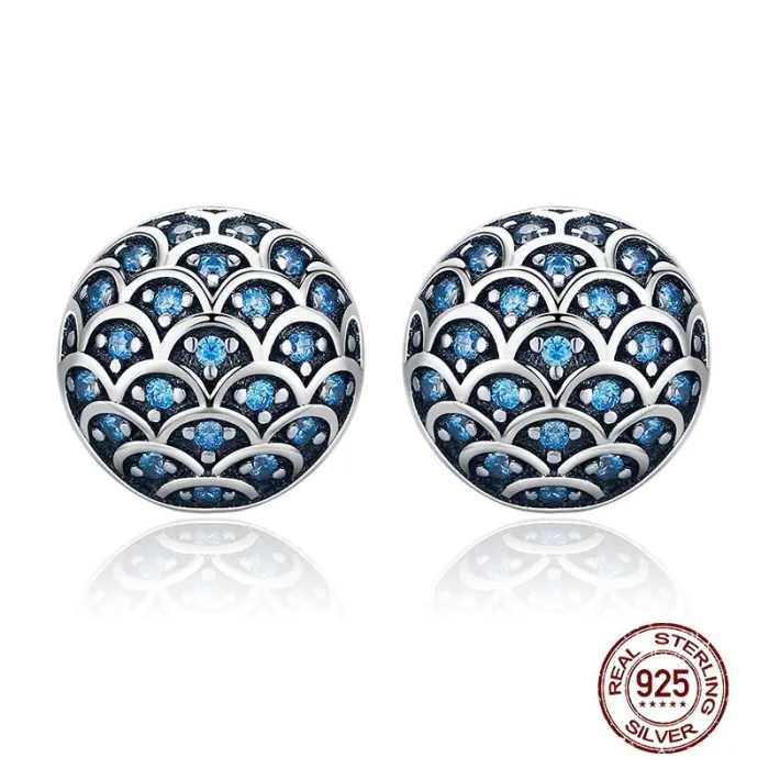 Elegante runde øreringe - Legend Of The Sea - zirconia - 925 sterling sølv
