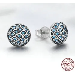 Elegante runde øredobber - Legend Of The Sea - zirconia - 925 sterling sølv