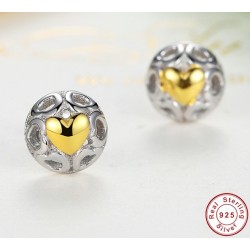 Exclusive stud earrings - hollow out hearts - yellow zircon heart - 925 sterling silverEarrings