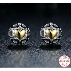Exclusive stud earrings - hollow out hearts - yellow zircon heart - 925 sterling silverEarrings