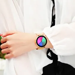 Creative Quartz ur - farverig urskive - vandtæt - rustfrit stål / læderrem - unisex