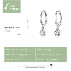 Elegante runde øredobber - med zirconia - 925 sterling sølv