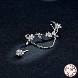 AretesAretes de flores - asimétricos - con cadena / cristales - plata de ley 925