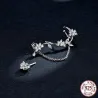 Blomsterøreringe - asymmetriske - med kæde / krystaller - 925 sterling sølv