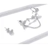 Floral stud earrings - asymmetric - with chain / crystals - 925 sterling silverEarrings