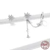 Elegante dråpeøreringer med stjerner - asymmetrisk - med kjede / krystaller - 925 sterling sølv