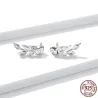 Eleganckie kolczyki sztyfty - w kształcie listków - z kryształkami - srebro próby 925Kolczyki
