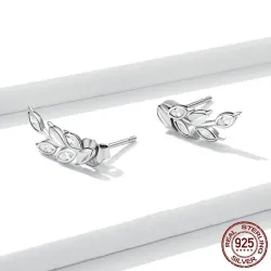Elegante ørestikker - bladformet - med krystaller - 925 sterling sølv