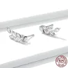 AretesElegantes aretes de botón - en forma de hojas - con cristales - plata de ley 925