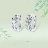 AretesPendientes redondos en forma de hoja - plata de ley 925