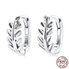 Boucles d'oreilles rondes en forme de feuille - Argent 925