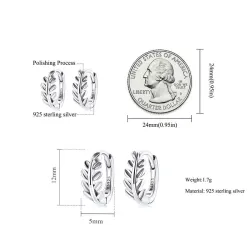 Boucles d'oreilles rondes en forme de feuille - Argent 925