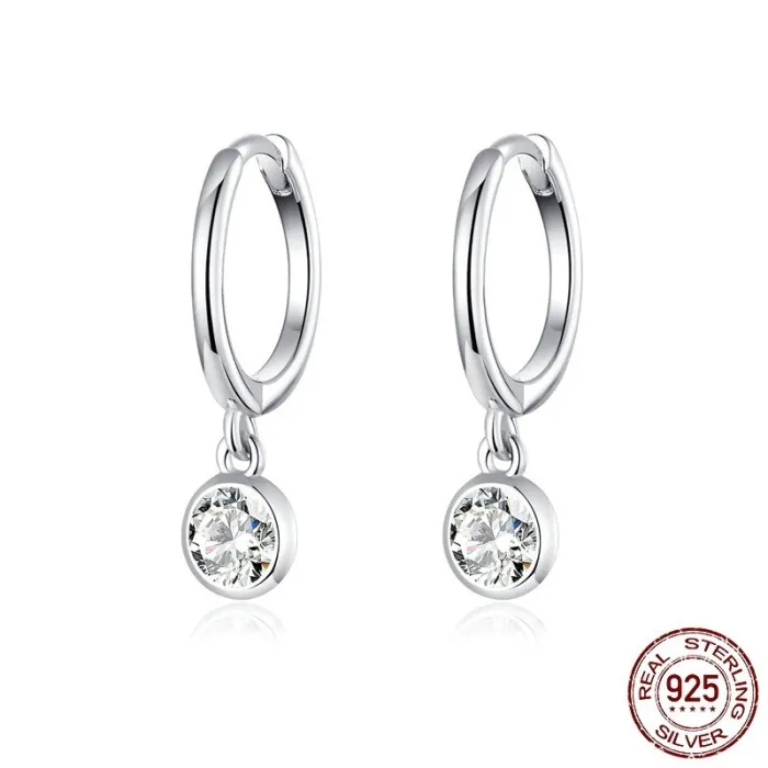 Elegante runde øredobber - med zirconia - 925 sterling sølv