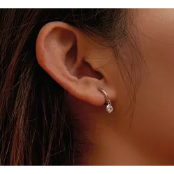 Boucles d'oreilles rondes élégantes - avec zircone - argent sterling 925