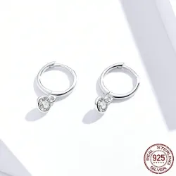 Elegante runde øreringe - med zirconia - 925 sterling sølv