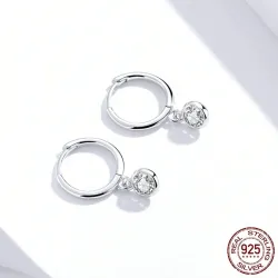 Elegant round earrings - with zirconia - 925 sterling silverEarrings