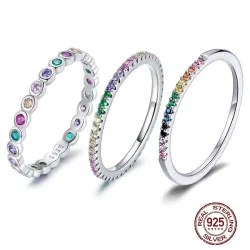 Elegant regnbuering - fargerik zirkon - 925 sterling sølv
