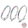 Elegant regnbuering - fargerik zirkon - 925 sterling sølv