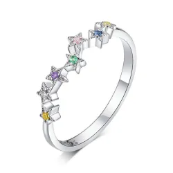 Elegant regnbuering - farverig zirkon - 925 sterling sølv