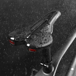 Fahrradsattel mit Rücklicht - Leder - USB-Aufladung - wasserdicht