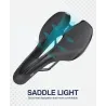 Sykkelsadel med baklys - skinn - USB-lading - vanntett