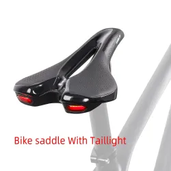 Cykelsadel med baglygte - læder - USB opladning - vandtæt