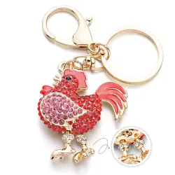 Rode kristallen haan - kip - sleutelhangerSleutelhangers