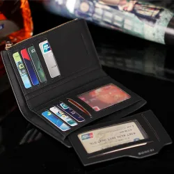 Mały portfel męski - portmonetka z zamkiem - etui na monety / karty kredytowePortfele