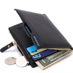 Kleine Geldbörse für Herren - Geldbörse mit Reißverschluss - Münz- / Kreditkartenhalter