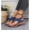 Leather summer sandals - with strap - flat wedges soleSandals