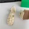 Modische flache Sandalen - mit Riemchen - Flechtmuster