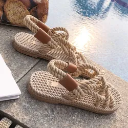 Traditional flat sandals - trendy braided ropeSandals