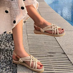 Traditional flat sandals - trendy braided ropeSandals