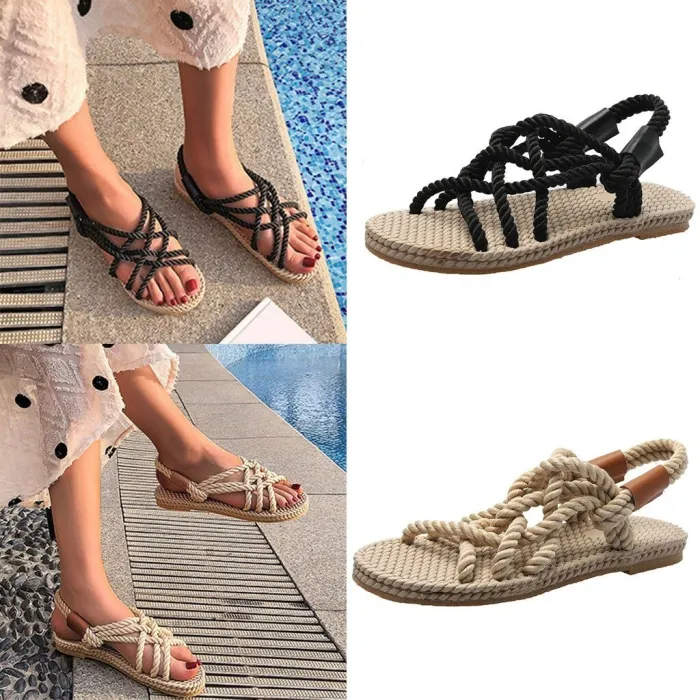 SandaliasSandalias planas tradicionales - cuerda trenzada de moda