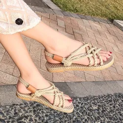Traditional flat sandals - trendy braided ropeSandals