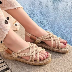 Traditional flat sandals - trendy braided ropeSandals