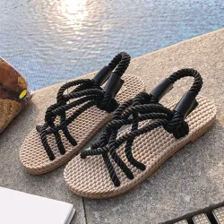 SandaliasSandalias planas tradicionales - cuerda trenzada de moda