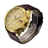 Cagarny - relógio esportivo militar - pulseira de couro - aço inoxidável