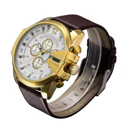 Cagarny - relógio esportivo militar - pulseira de couro - aço inoxidável