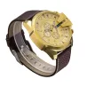 Cagarny - montre de sport militaire - bracelet cuir - acier inoxydable