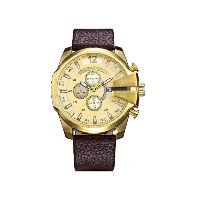 Cagarny - relógio esportivo militar - pulseira de couro - aço inoxidável